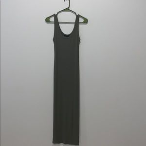 Olive green ribbed maxi dress -forever21